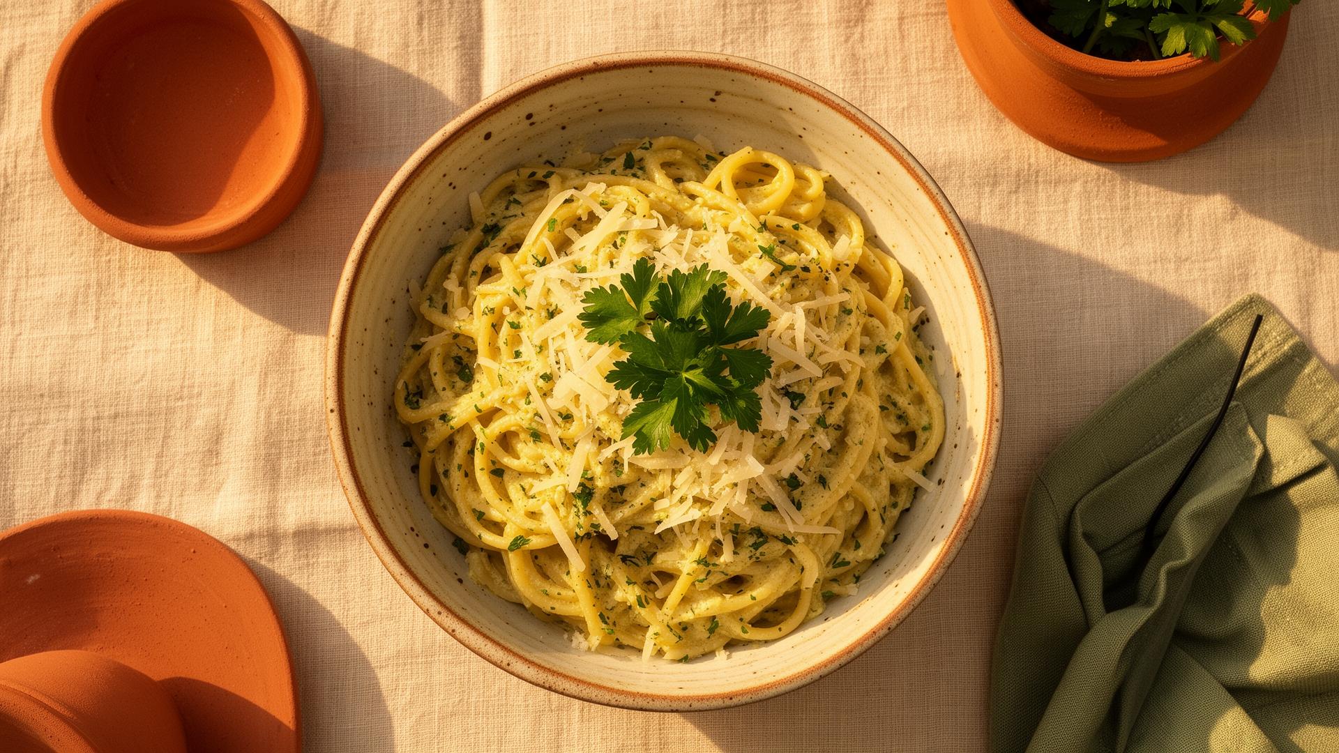 Creamy lemon herb pasta