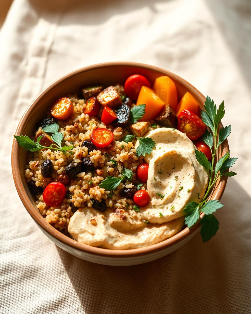 Mediterranean Grain Bowl with Whipped Hummus