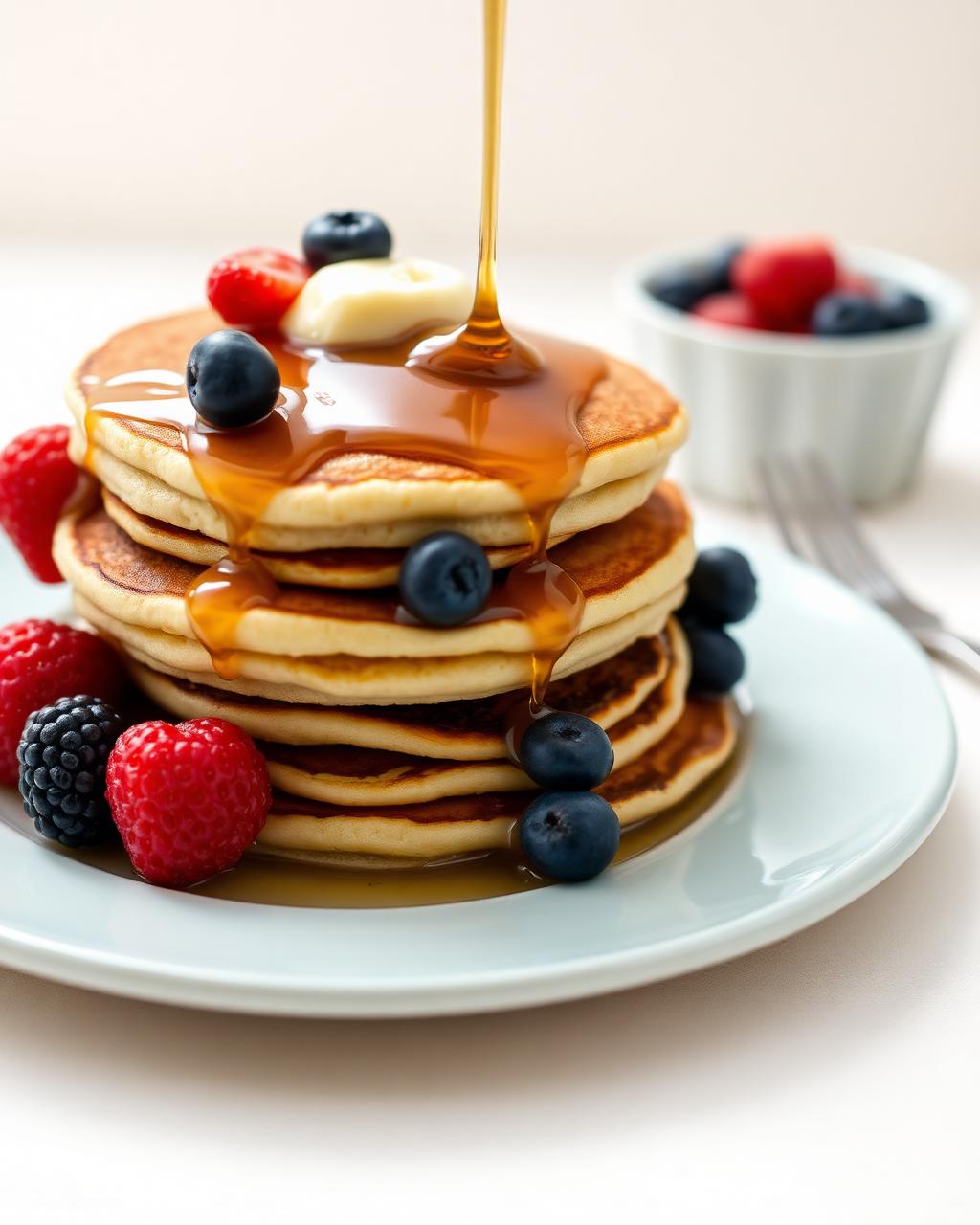 Fluffy Buttermilk Pancakes with Maple Berries